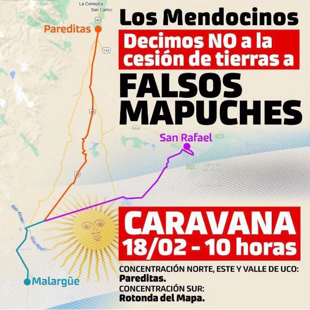 Mendoza marcharán para repudiar la entrega de 25 mil hectáreas a comunidades mapuches