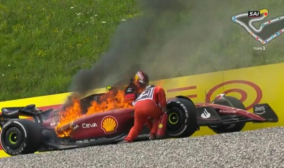 Una Ferrari se prendió fuego en el GP de Austria de la Fórmula 1
